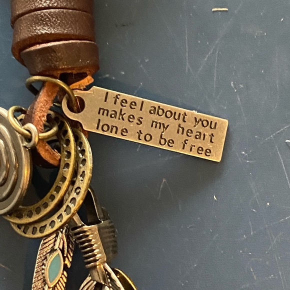 Turquoise Silver Feather Keychain Set - Picture 6 of 8